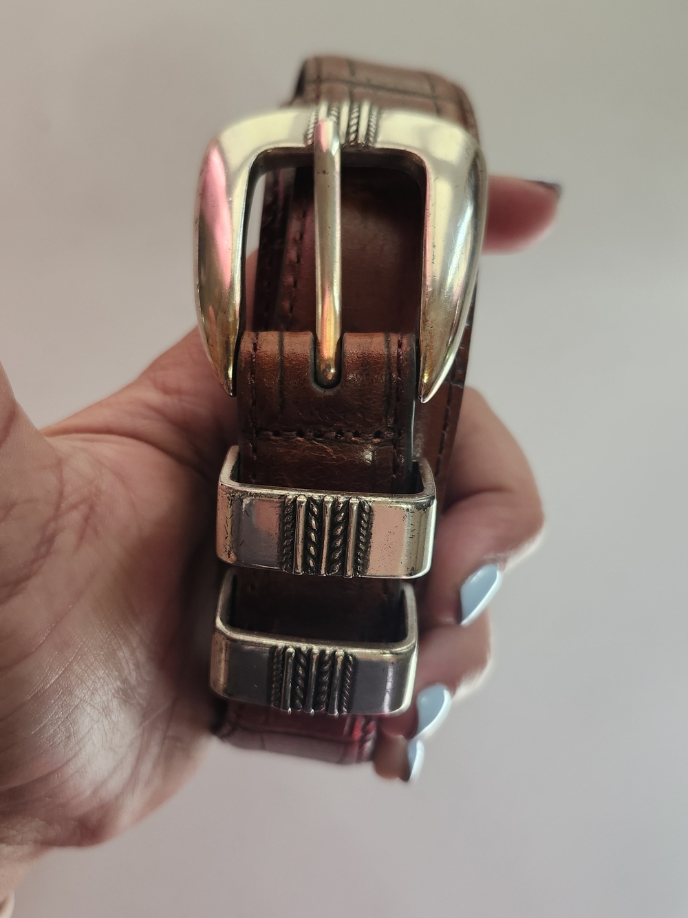 Vintage Jos A. Bank brown alligator embossed fine italian leather belt size 42